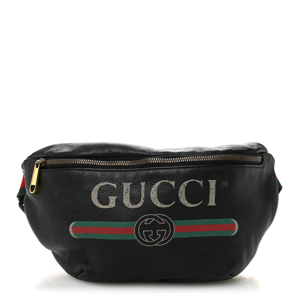 Grained Calfskin Small Logo Belt Bag Black
