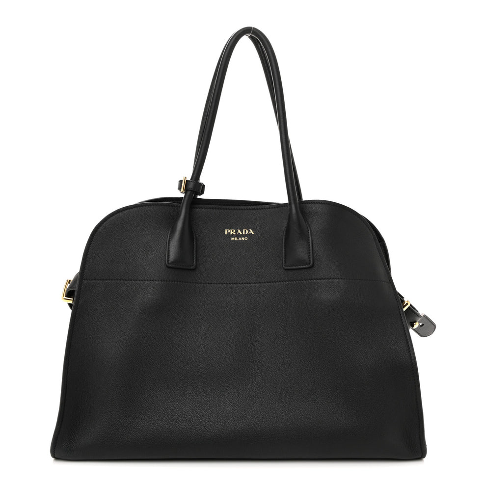 Soft Grain Calfskin Large Tote Bag Black