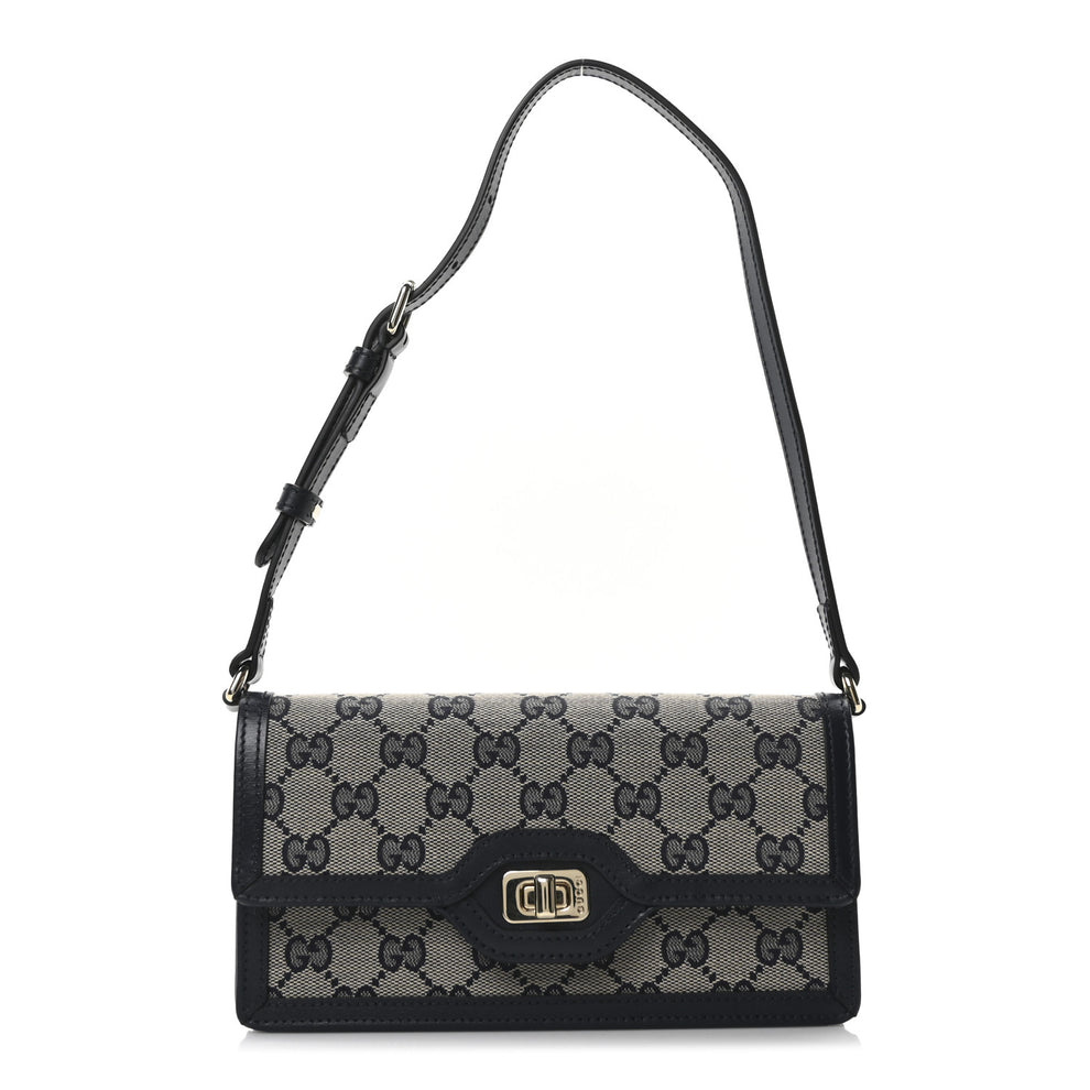 GG Monogram Mini Luce Shoulder Bag Beige Blue