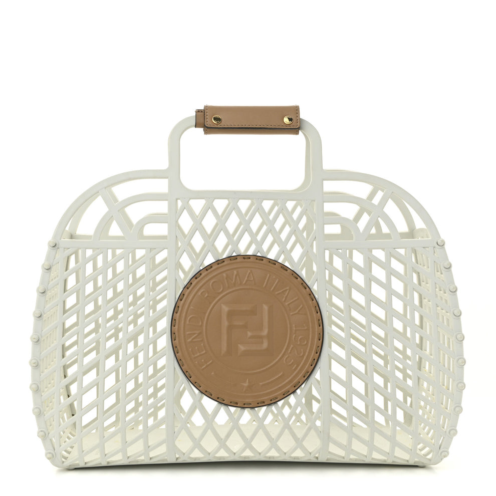Recycled Plastic Vitello Liberty Matte Medium Fendi Basket White Ice Miele Scuro