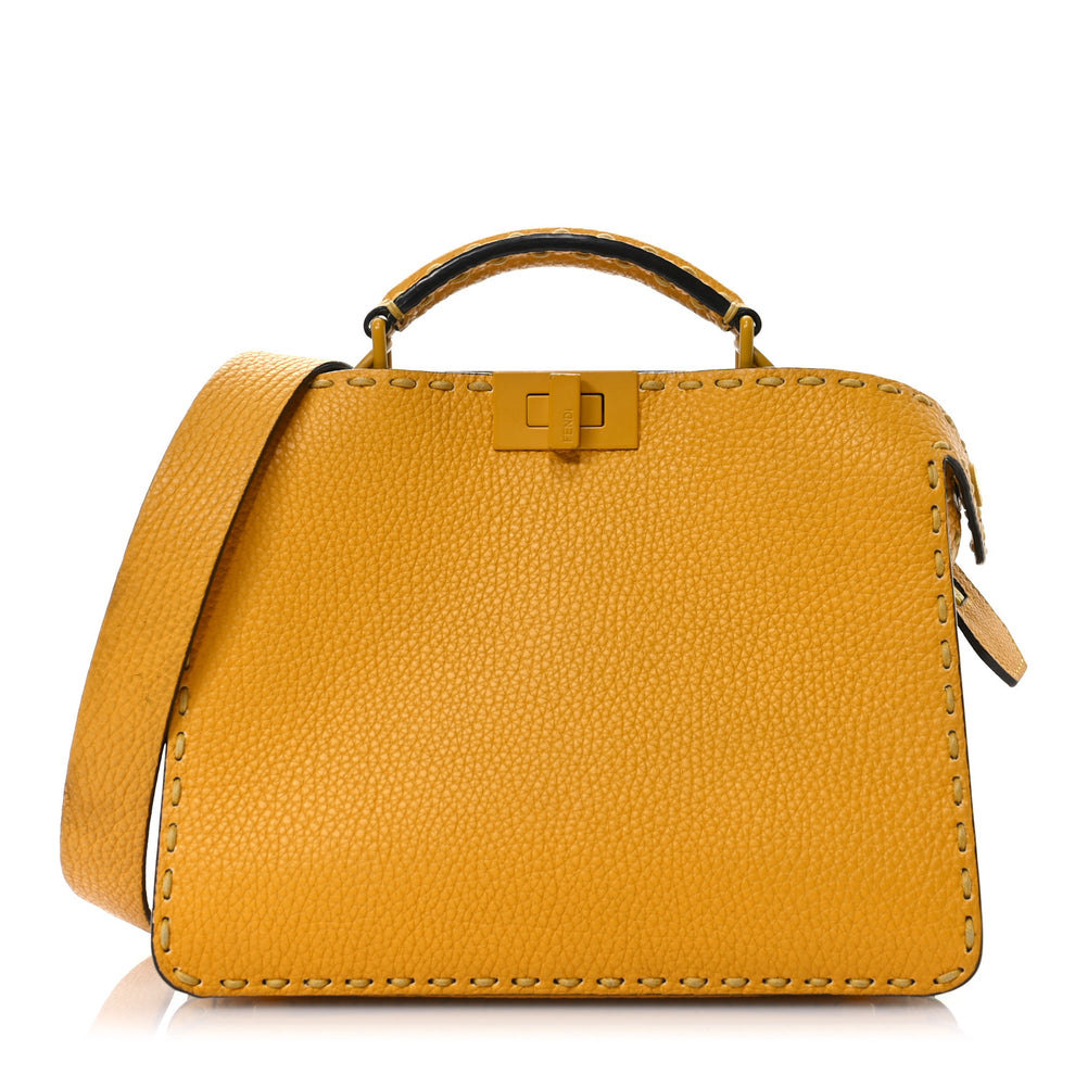 Cuoio Romano Vitello Cover Sellerissima Monochrome Mini Peekaboo I SEE U Satchel Sunflower