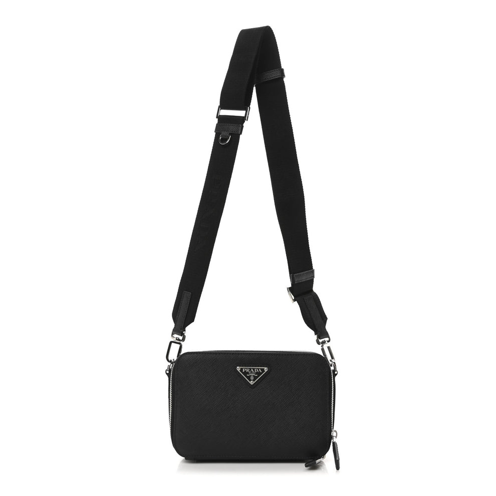 Saffiano Travel Small Brique Crossbody Bag Black
