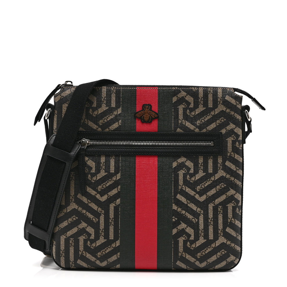 GG Supreme Monogram Caleido Web Messenger Beige Ebony