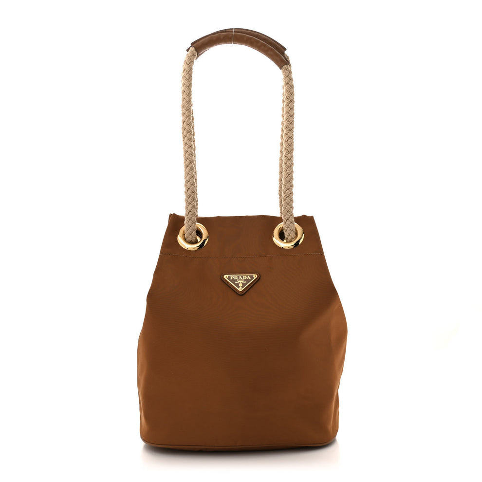 Re-Nylon Triangle Mariner Small Bucket Bag Brandy