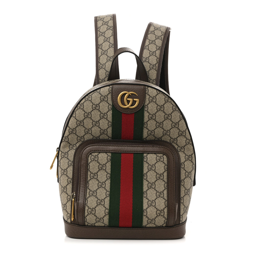 GG Supreme Monogram Calfskin Web Small Ophidia Day Backpack Beige Ebony New Acero