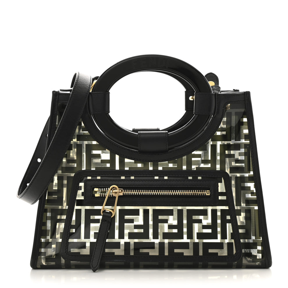 TPU FF Vitello Century Plexiglass Small Runaway Shopper Tote Black