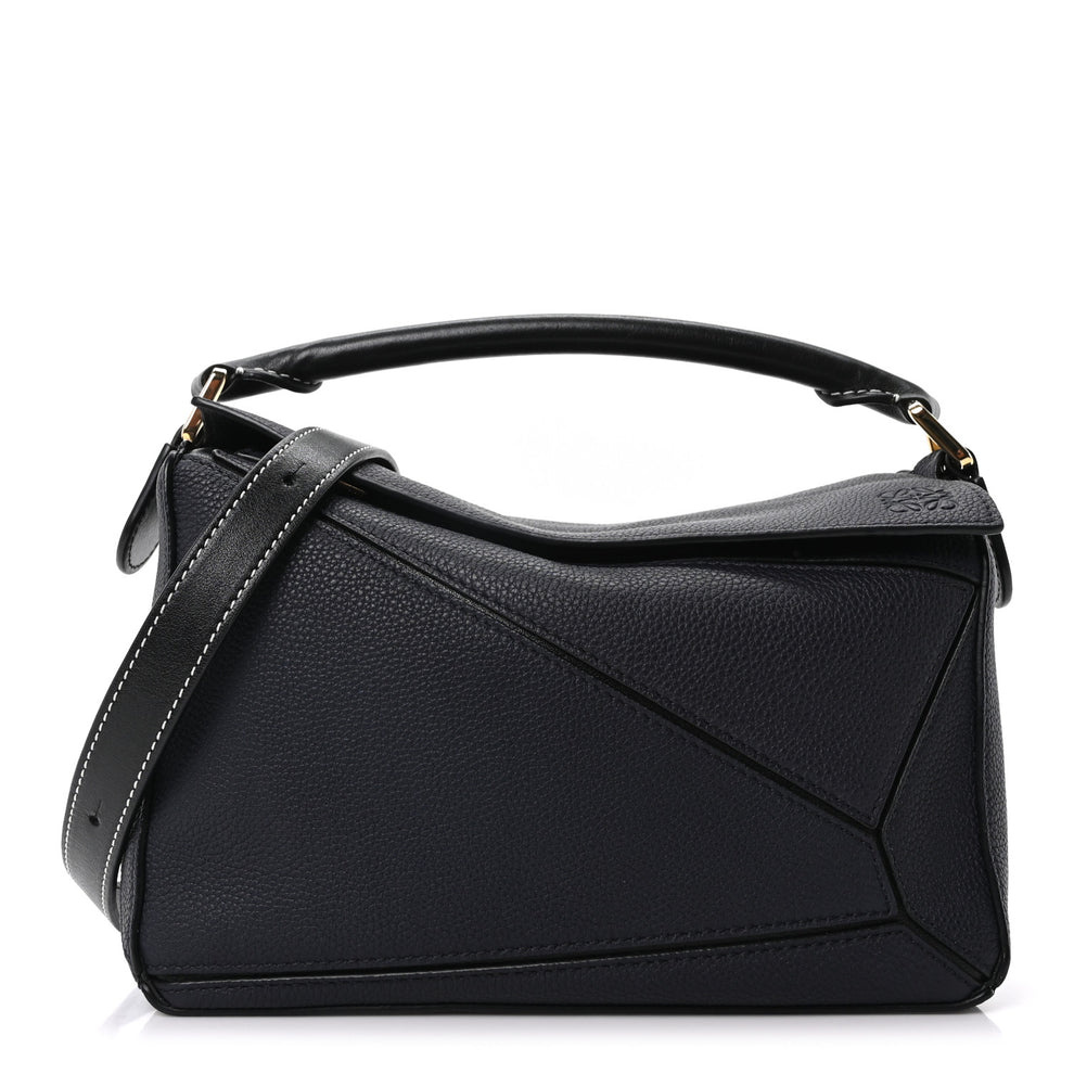 Calfskin Small Puzzle Bag Midnight Blue Black