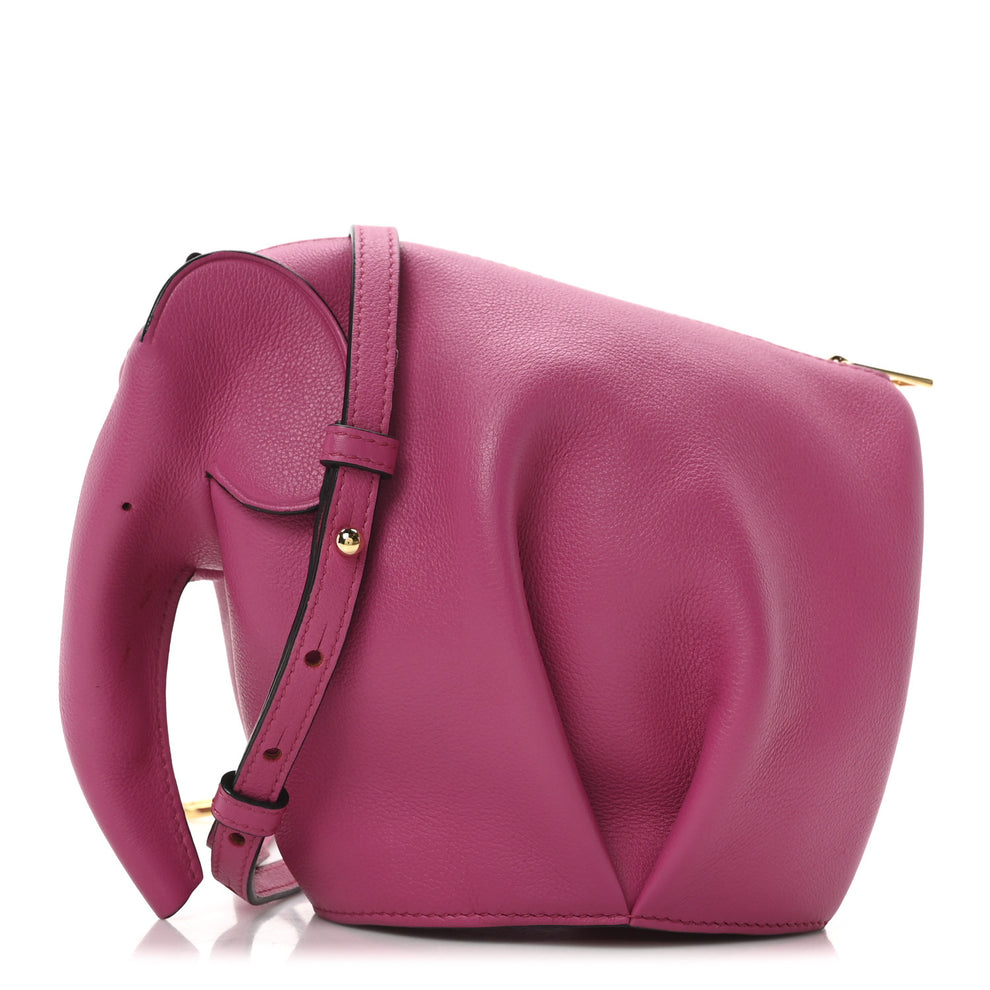 Calfskin Mini Elephant Crossbody Bag Fuchsia