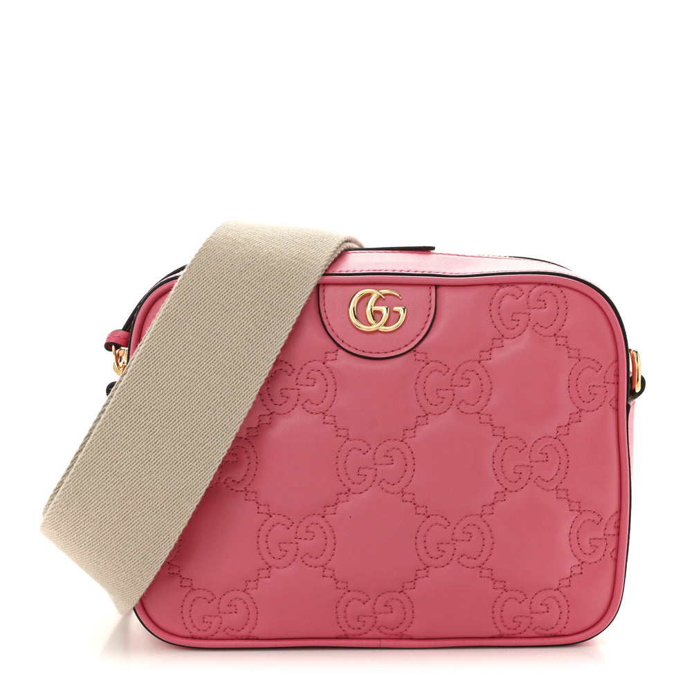 Calfskin GG Matelasse Small Shoulder Bag Rhodamine Pink Natural