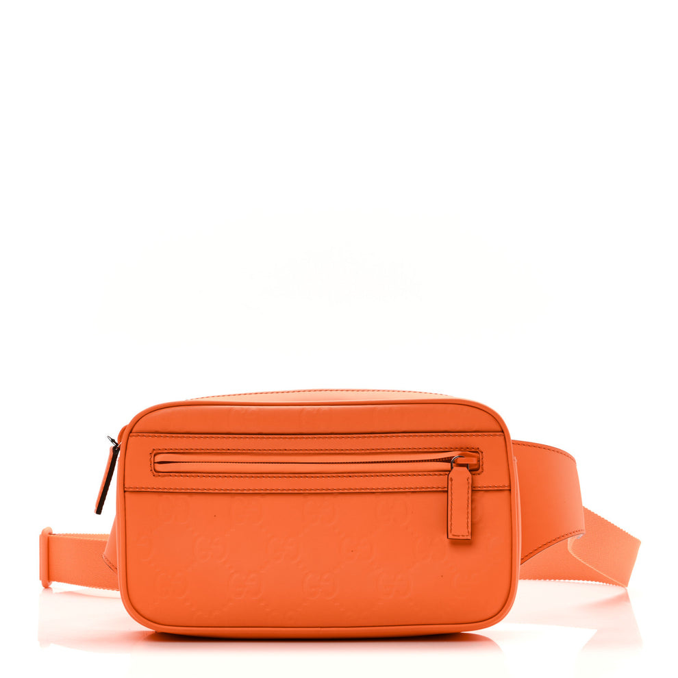 Rubber Effect Monogram GG Belt Bag New Orange Fluo