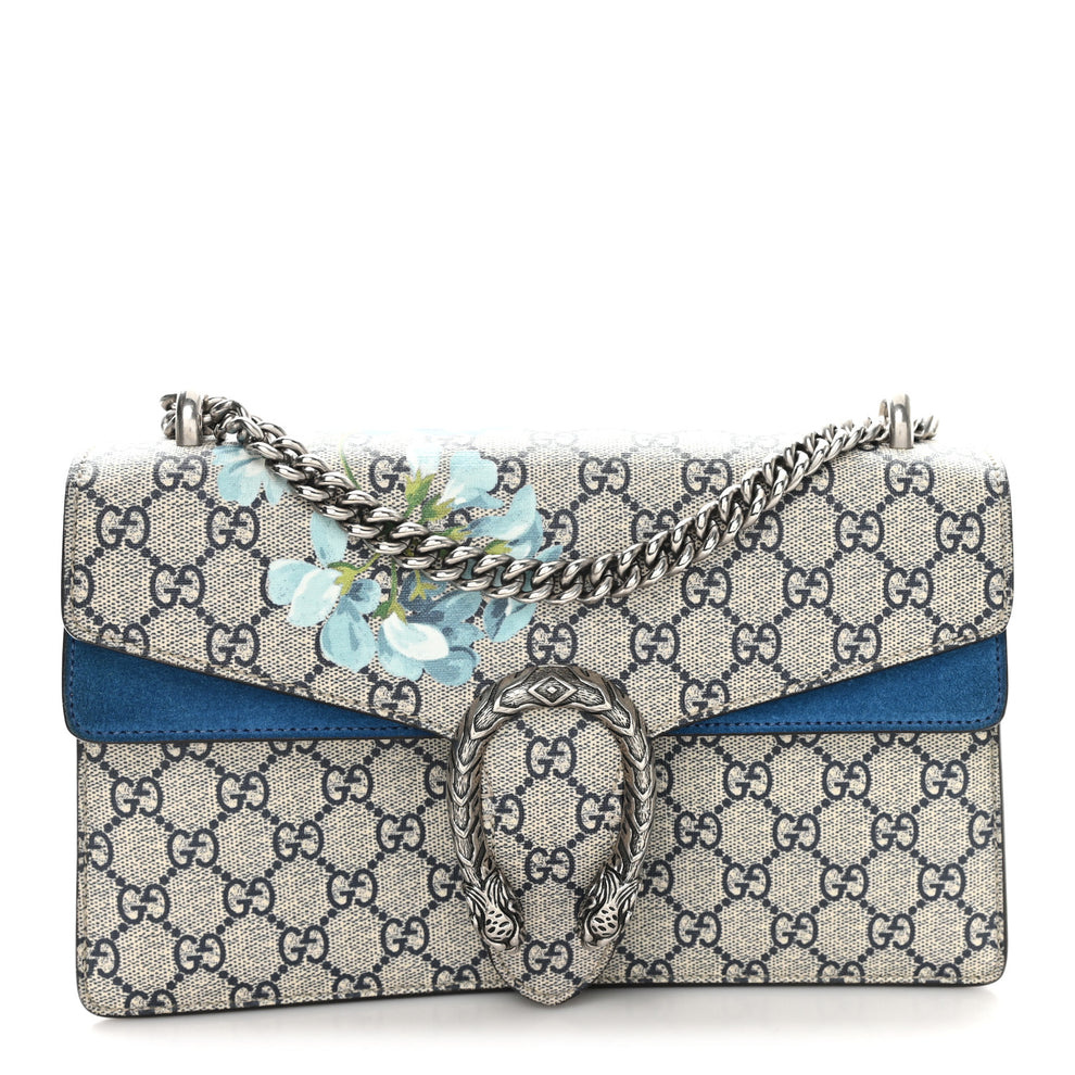 GG Supreme Monogram Blooms Medium Dionysus Shoulder Bag Beige Navy Vintage Blue