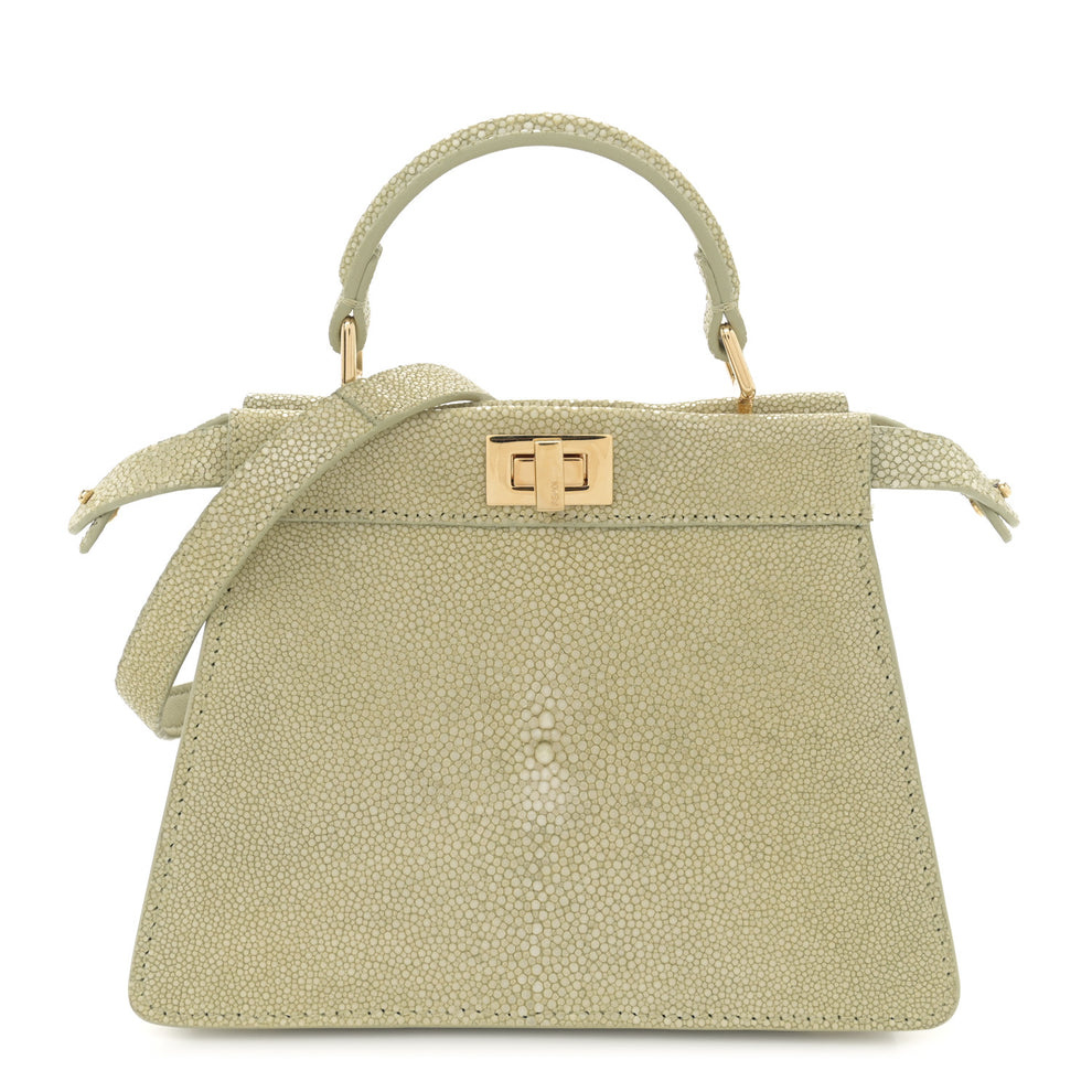 Stingray Shiny Nappa Petite Peekaboo I SEE U Satchel Green