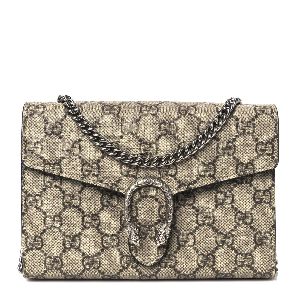 GG Supreme Monogram Mini Dionysus Chain Wallet Beige Taupe