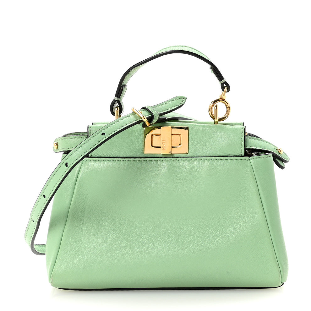 Shiny Nappa Micro Peekaboo Iconic Satchel Verde Acqua