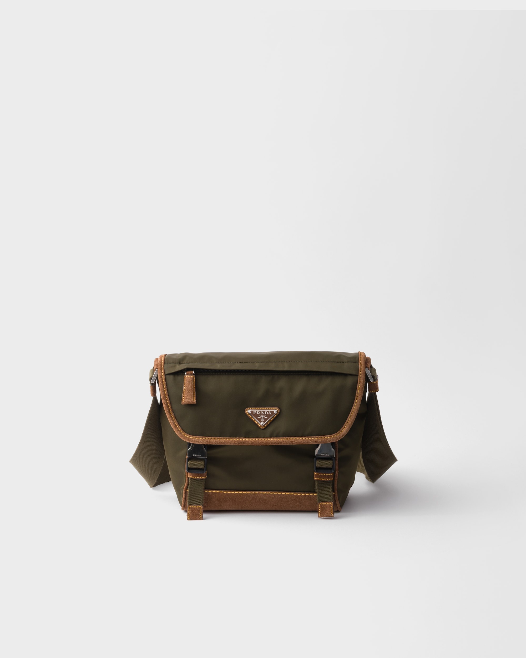 Medium Re-Nylon and suede shoulder bag