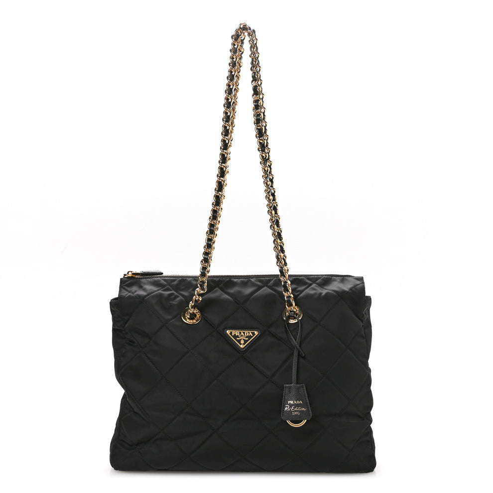 Re-Nylon Tessuto Impuntu Quilted Re-Edition 1995 Chaine Tote Black