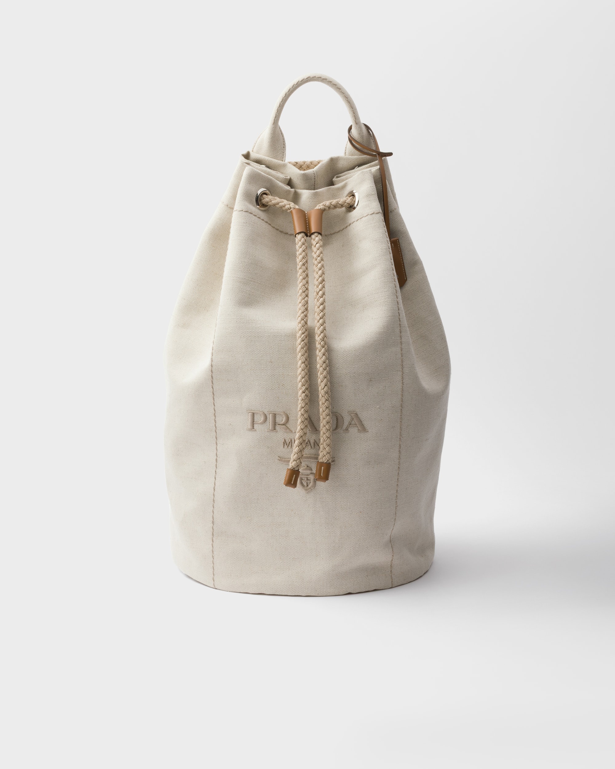 Linen blend drawstring duffel bag
