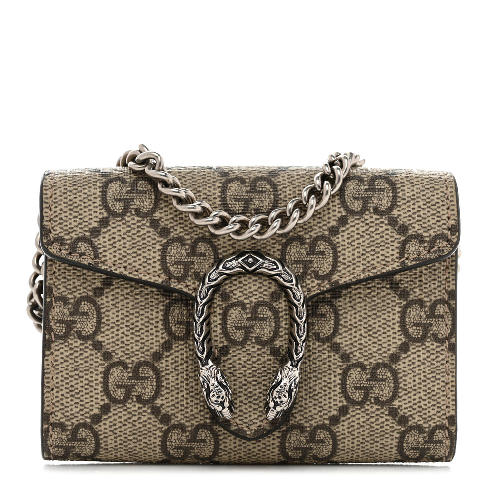 GG Supreme Monogram Dionysus Coin Purse Taupe