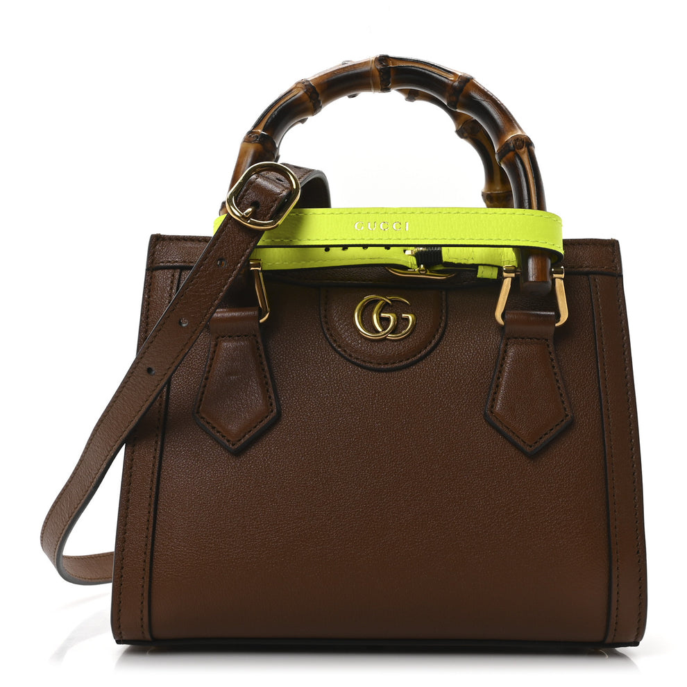 Wonka Grain Calfskin Mini Diana Tote Bag Cuir Yellow Fluo