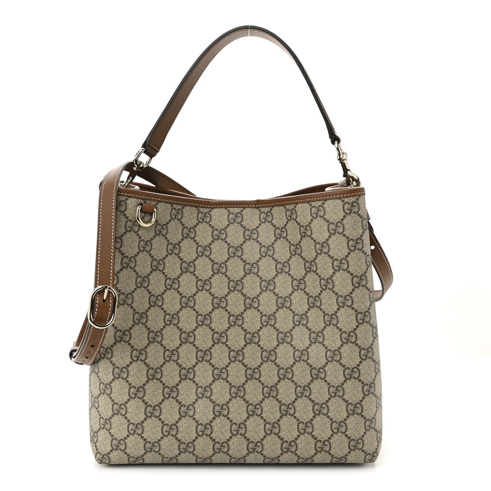GG Supreme Monogram Emblem Small Shoulder Bag Beige Ebony Sundial