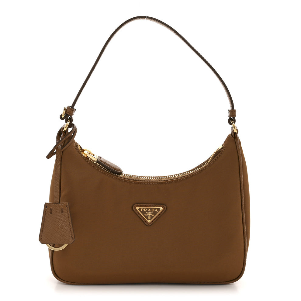 Re-Nylon Saffiano Mini Re-Edition 2005 Bag Brandy