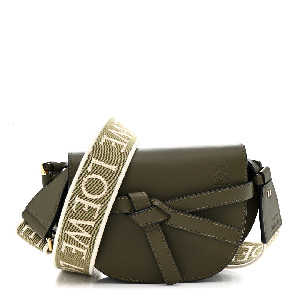 Calfskin Jacquard Mini Gate Dual Bag Autumn Green