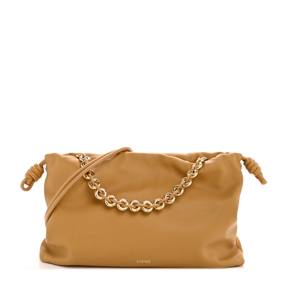 Mellow Nappa Donut Chain Large Flamenco Knot Clutch Sahara