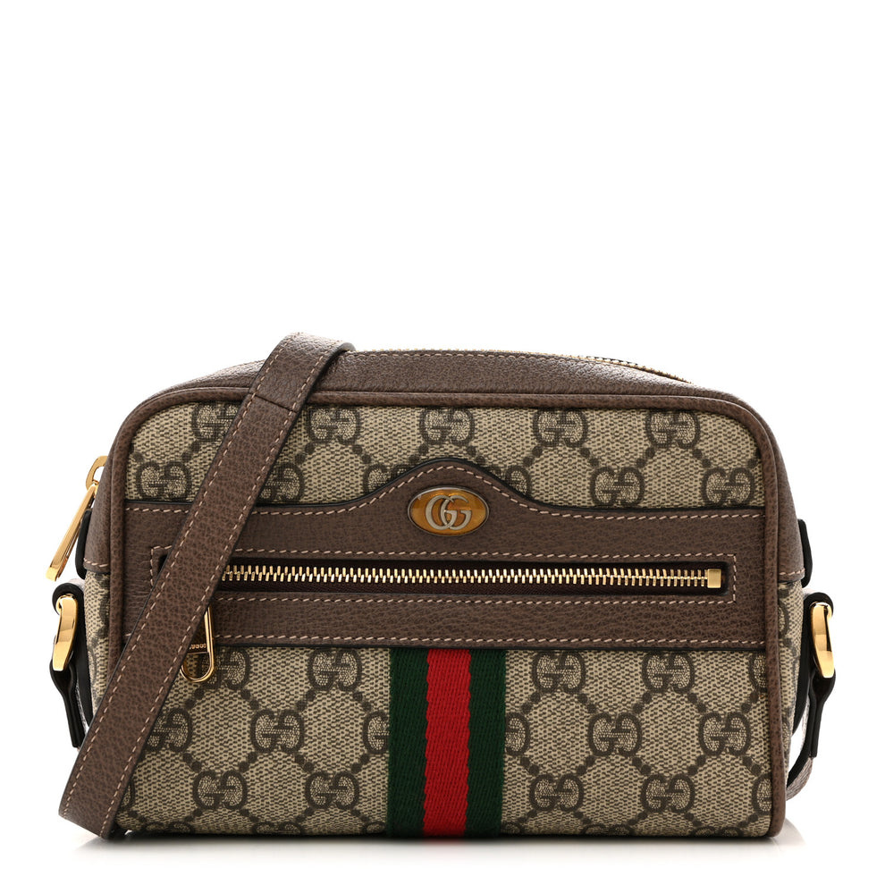 GG Supreme Monogram Web Mini Ophidia Shoulder Bag Brown