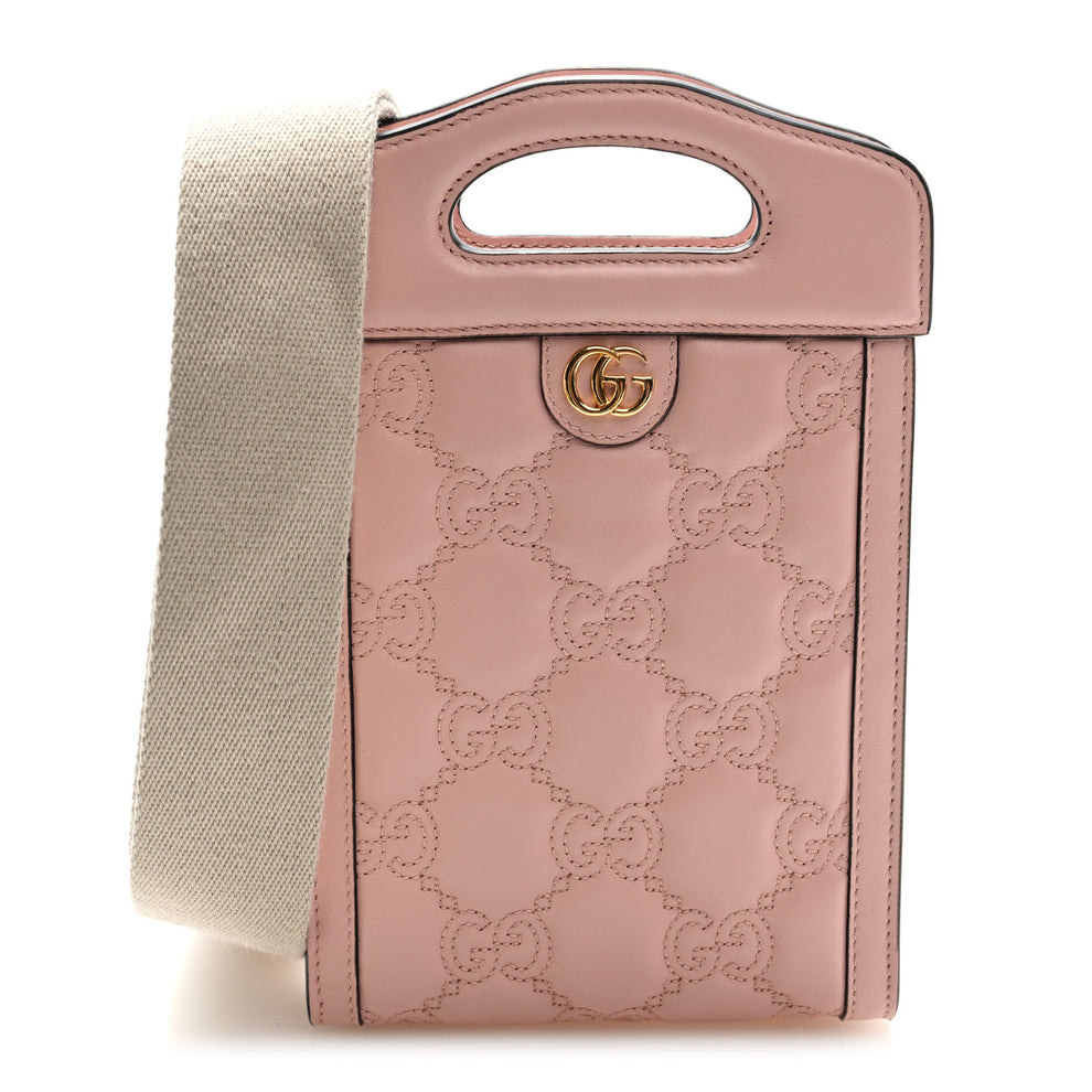 Calfskin GG Matelasse Mini Top Slip Handle Crossbody Bag Perfect Pink Natural