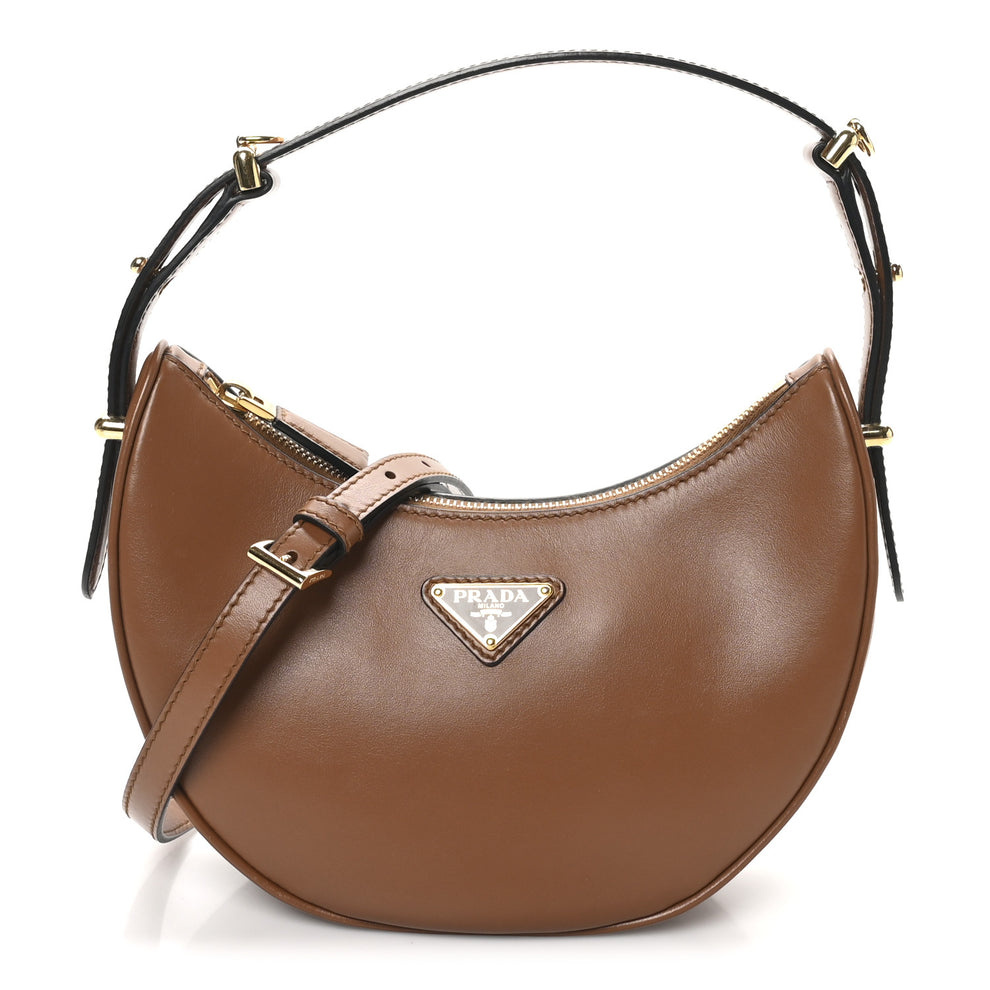Soft Calfskin Arque Shoulder Bag Cognac