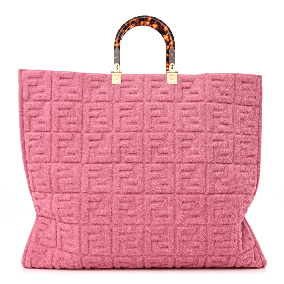 Terrycloth Plexiglass FF Embossed XL Fendi Sunshine Shopper Tote Lollypop