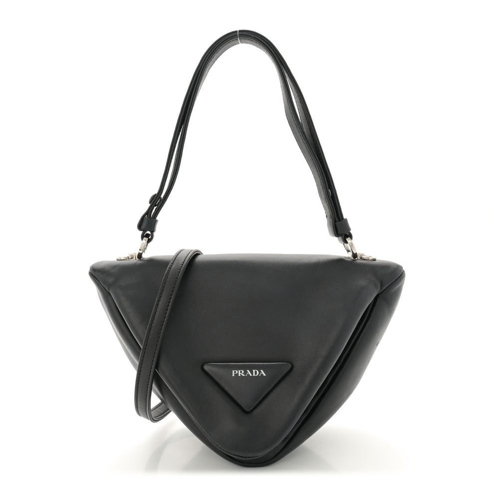 Nappa Padded Signaux Triangle Crossbody Black