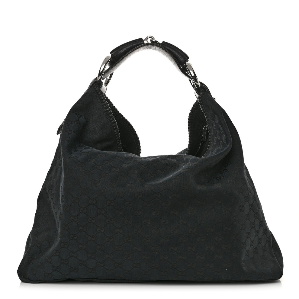 Monogram Large Horsebit Chain Hobo Black