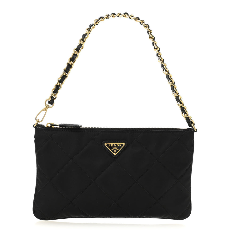 Re-Nylon Tessuto Impuntu Quilted Re-Edition 1995 Chaine Pouch Black