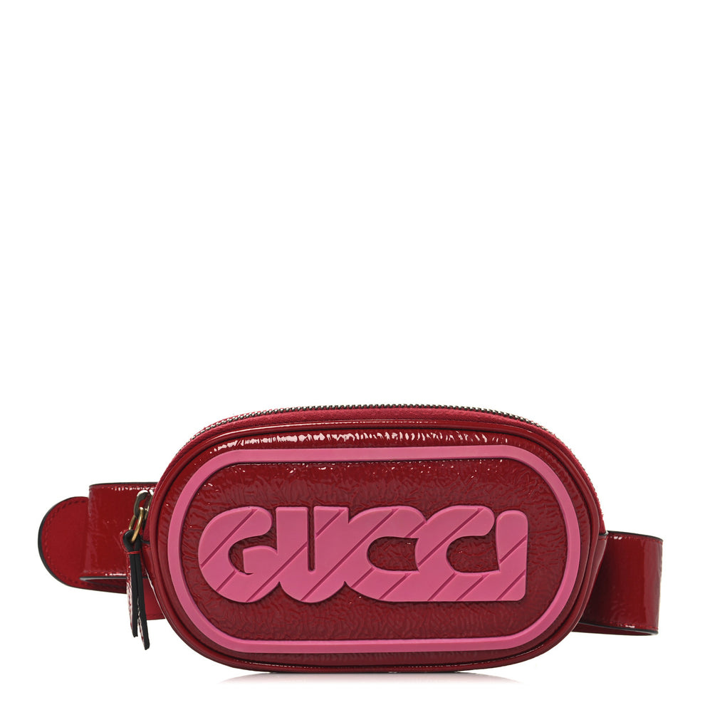Patent Rubber Game Patch Logo Belt Bag 95 38 Hibiscus Red