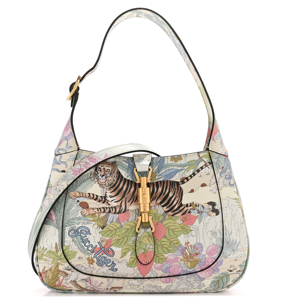 New Shangai Calfskin Tiger Savanah Small Jackie 1961 Hobo Chalky White Multicolor