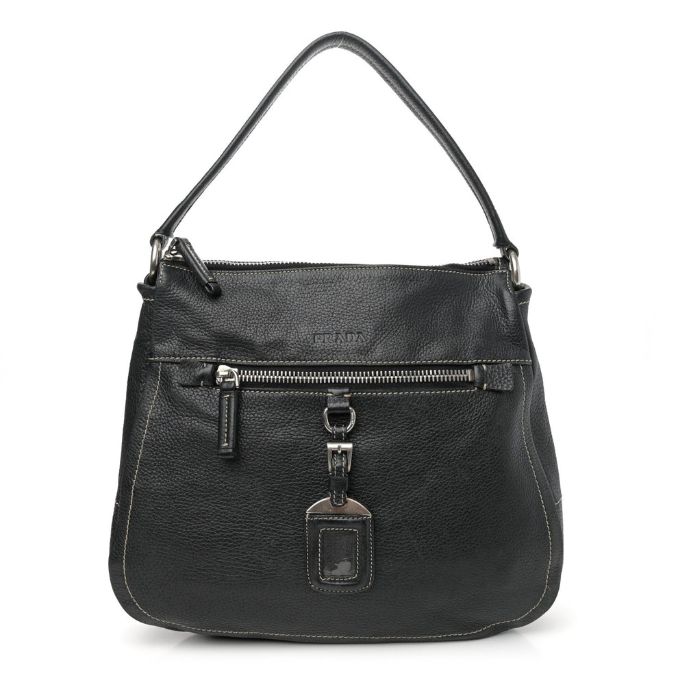 Vitello Daino Shoulder Bag Black