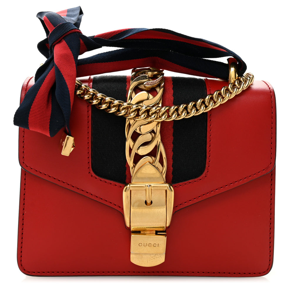 Calfskin Mini Sylvie Chain Shoulder Bag Hibiscus Red