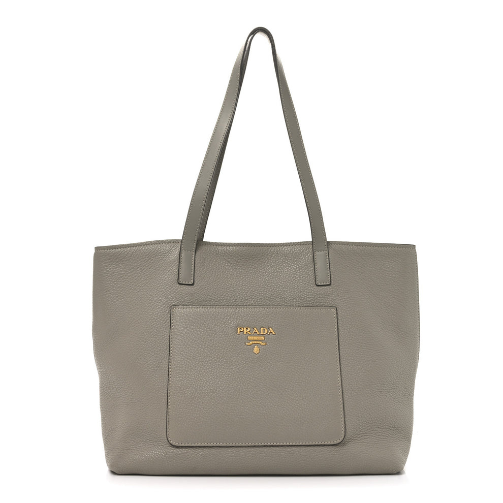 Vitello Daino Pocket Shopping Tote Pomice