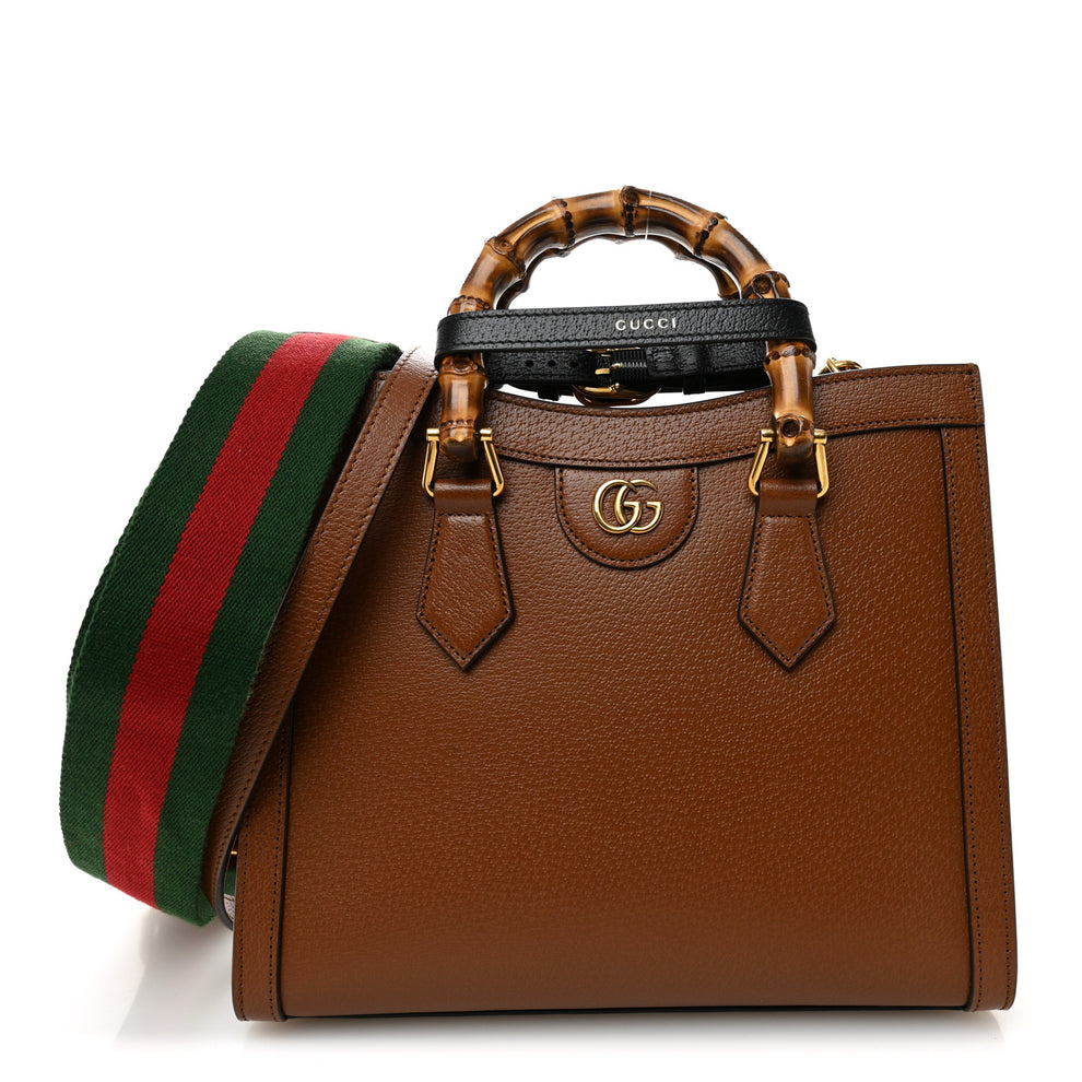 Textured Dollar Calfskin Web Small Diana Tote Bag Cuir Black