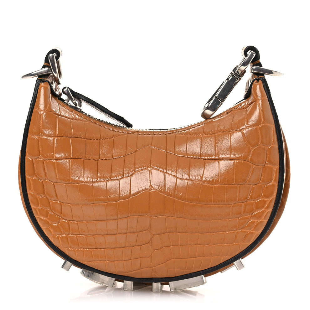 Crocodile Nano Fendigraphy Hobo Charm Caramello