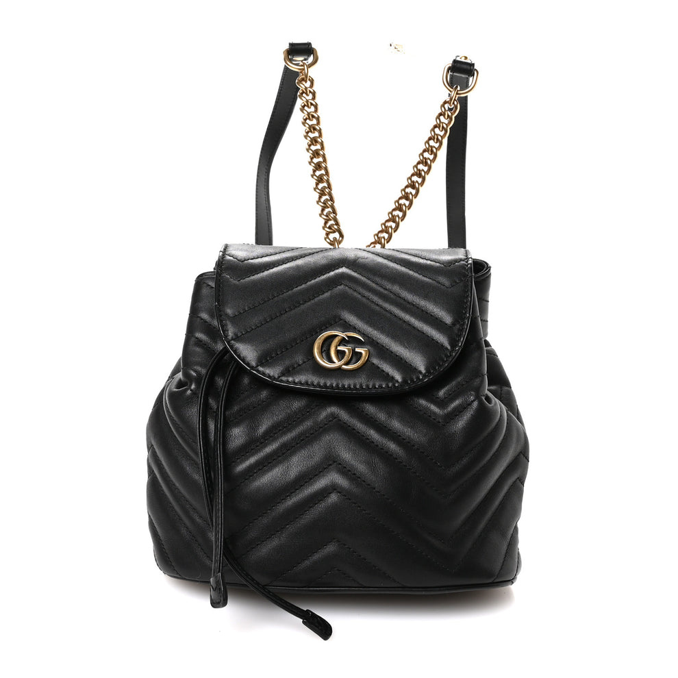 Calfskin Matelasse GG Marmont Flap Backpack Black