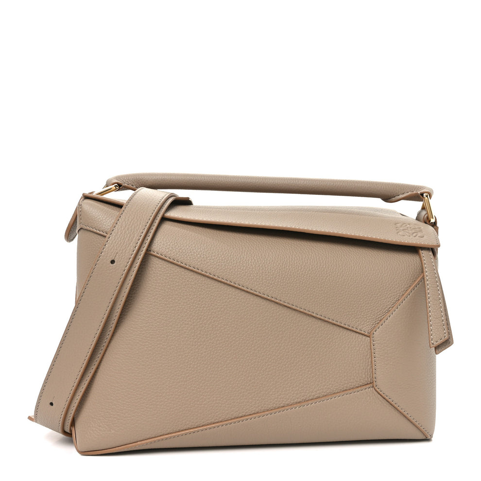 Calfskin Large Puzzle Edge Bag Sand