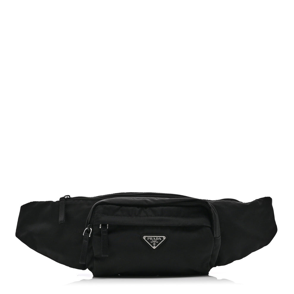 Tessuto Nylon Double Pocket Belt Bag Black