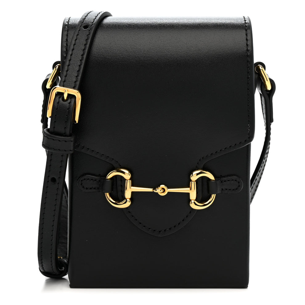 Boarded Plutone Calfskin Mini Horsebit 1955 Crossbody Bag Black
