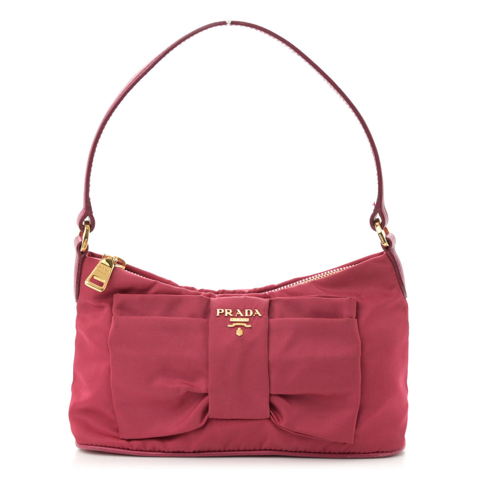 Tessuto Nylon Bow Shoulder Bag Begonia