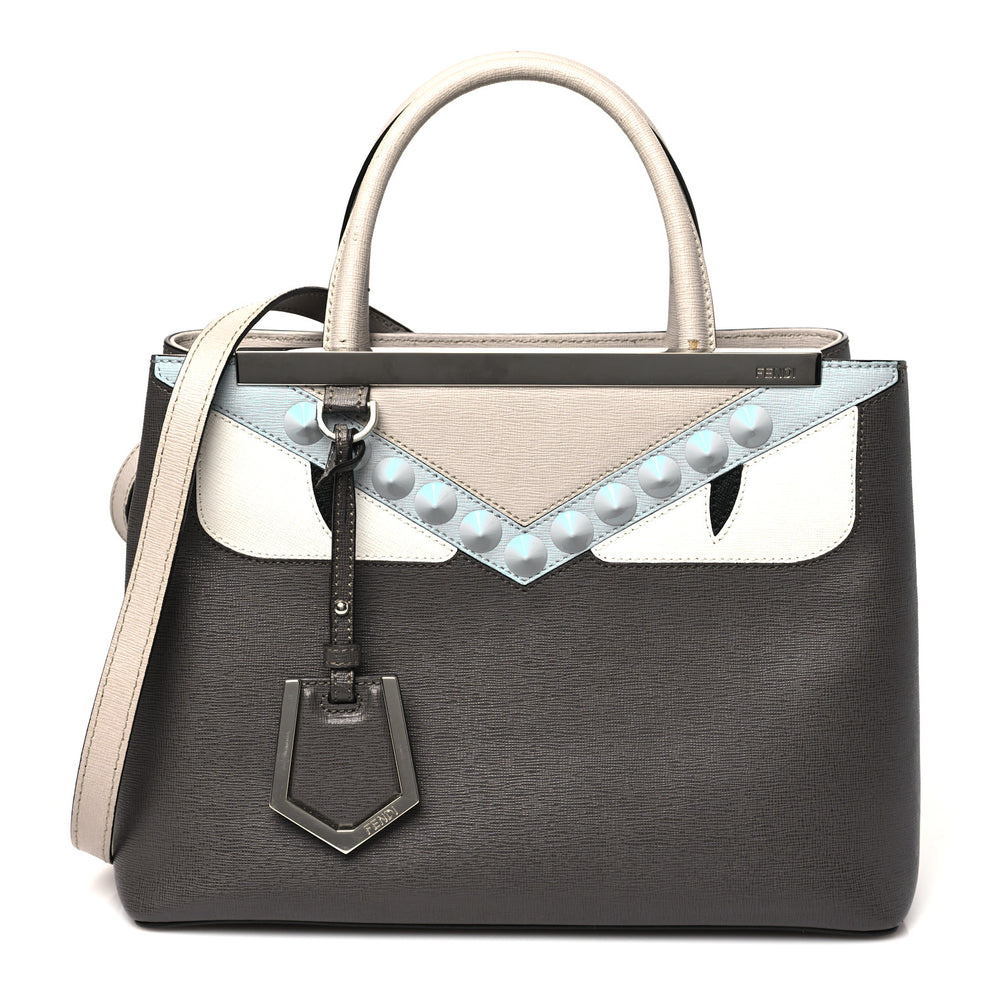 Vitello Elite Monster Eyes Studded Petite 2Jours Tote Carbone White Multicolor