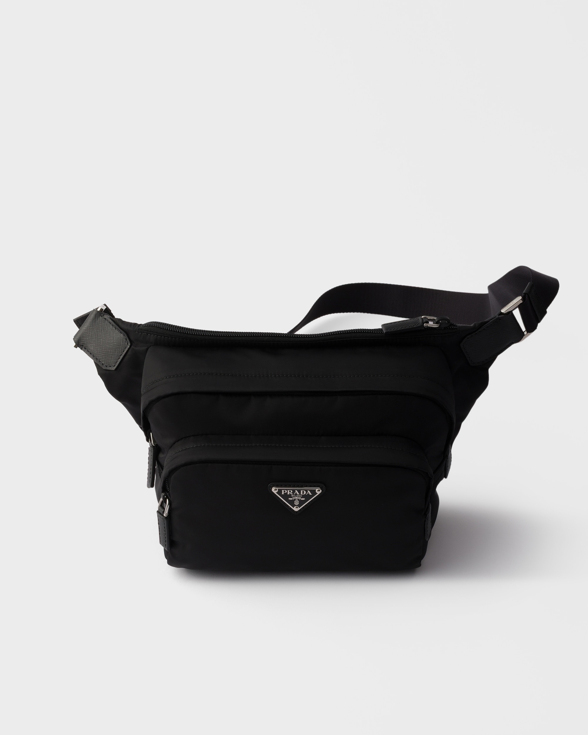 Re-Nylon and leather shoulder bag