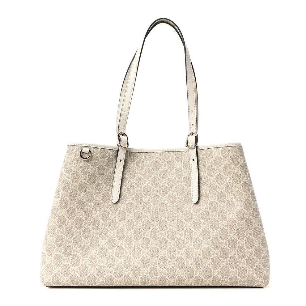 GG Supreme Monogram Emblem Large Tote Bag Mystic White Oatmeal
