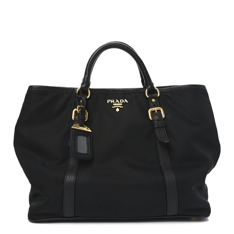 Tessuto Nylon Soft Calf Small Tote Black
